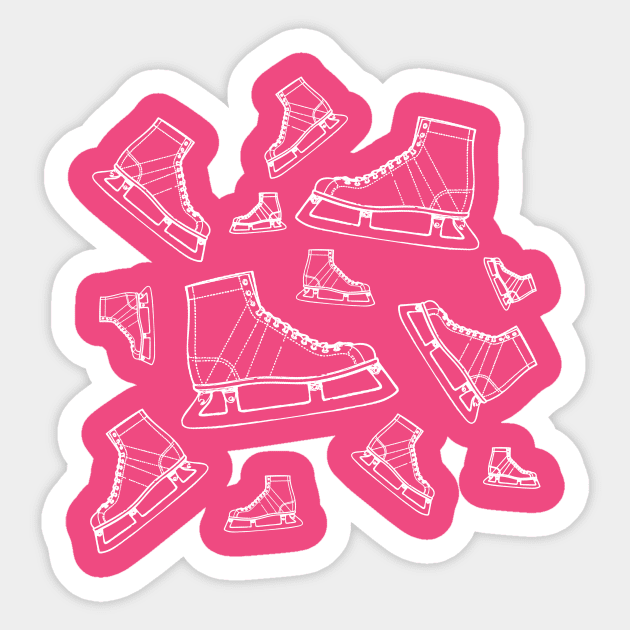 Line Drawing Lots of Ice Skates Sticker by Scarebaby